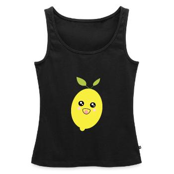 Kawaii Citron Kawaii Fruits Kawaii Fruit - Débardeur bio Premium Femme - noir - Devant - AI Model Female 172 light (172cm)