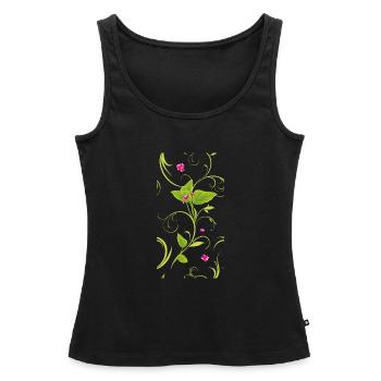 Sprig with pink flowers - Women’s Premium Organic Tank top - black - Front - AI Model Female 172 light (172cm)