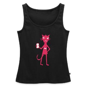 Kleine Monster: Punk-Katzen-Neon-Attitüde - Frauen Premium Organic Tank Top - Schwarz - Vorne - AI Model Female 172 light (172cm)