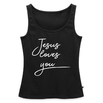 Jesus loves you - Débardeur bio Premium Femme - noir - Devant - AI Model Female 172 light (172cm)