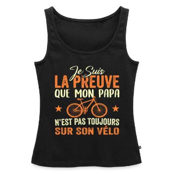 Papa cycliste cyclisme Bébé Nourrisson Naissance - Débardeur bio Premium Femme - noir - Devant - AI Model Female 172 light (172cm)