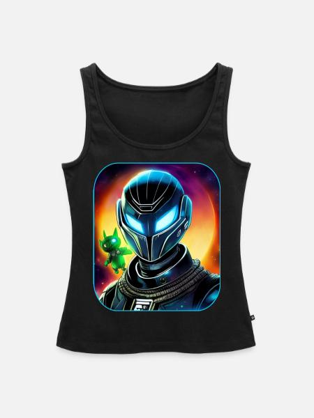 Weltraum Astronaut mit Alienfee - Frauen Premium Organic Tank Top - Schwarz