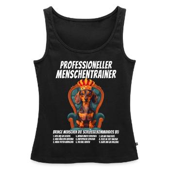 Lustig Professioneller Menschentrainer Dackel Hund - Frauen Premium Organic Tank Top - Schwarz - Vorne - AI Model Female 172 light (172cm)