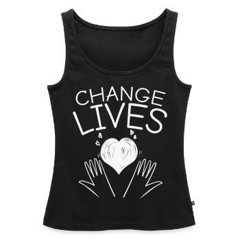 Bénévolat inspirant Change Lives - Débardeur bio Premium Femme - noir - Devant - AI Model Female 172 light (172cm)