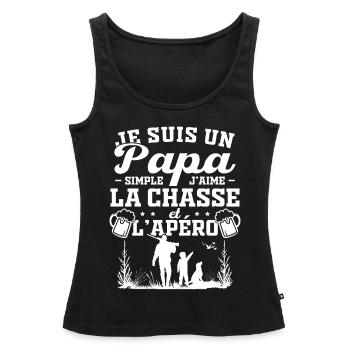 Je suis un papa simple j'aime la chasse et l'apéro - Débardeur bio Premium Femme - noir - Devant - AI Model Female 172 light (172cm)