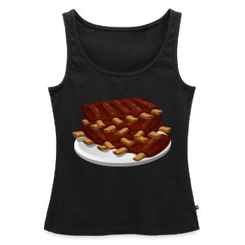 côtes levées nourriture viande de porc - Débardeur bio Premium Femme - noir - Devant - AI Model Female 172 light (172cm)