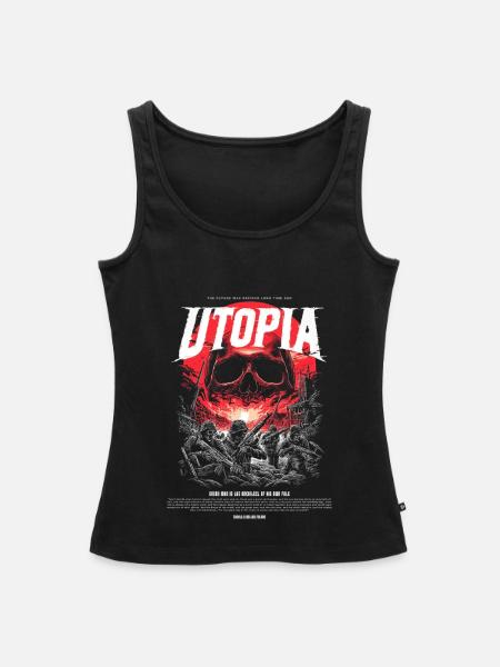 Utopia Totenkopf Feuerrot - Frauen Premium Organic Tank Top - Schwarz