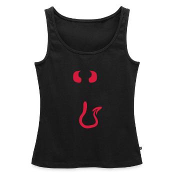 Cornes de Diable Satan evil Dick - Débardeur bio Premium Femme - noir - Devant - AI Model Female 172 light (172cm)