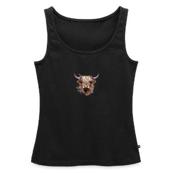 Vache Ecossaise - Débardeur bio Premium Femme - noir - Devant - AI Model Female 172 light (172cm)
