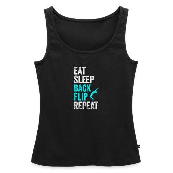 Manger dormir dos flip répéter chemise gymnastique tee - Débardeur bio Premium Femme - noir - Devant - AI Model Female 172 light (172cm)