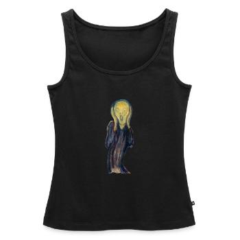 Le cri d’Edvard Munch - Débardeur bio Premium Femme - noir - Devant - AI Model Female 172 light (172cm)