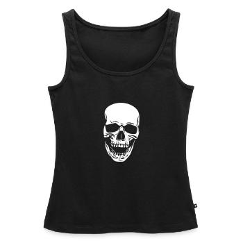 Vintage grinsender Vector Schädel - Frauen Premium Organic Tank Top - Schwarz - Vorne - AI Model Female 172 light (172cm)