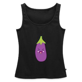 Kawaii aubergine Kawaii Légume Kawaii Autocollant - Débardeur bio Premium Femme - noir - Devant - AI Model Female 172 light (172cm)
