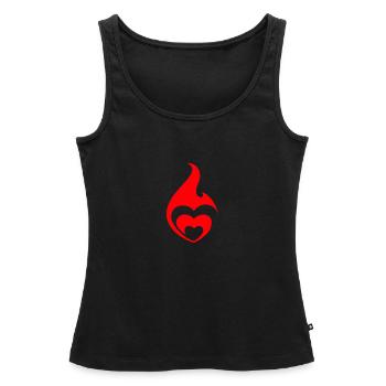 Coeur Flammes Feu - Débardeur bio Premium Femme - noir - Devant - AI Model Female 172 light (172cm)