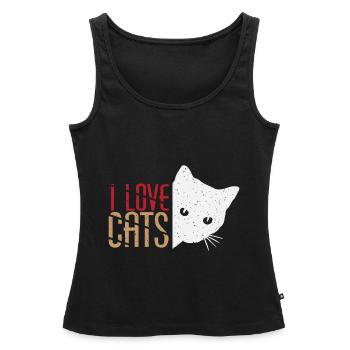 chats ami - Débardeur bio Premium Femme - noir - Devant - AI Model Female 172 light (172cm)