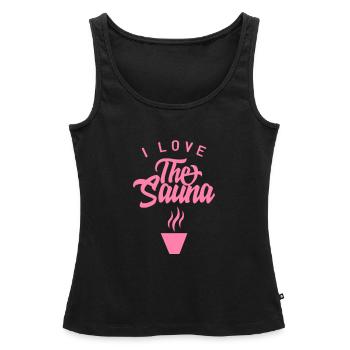 Ich liebe die Sauna - Frauen Premium Organic Tank Top - Schwarz - Vorne - AI Model Female 172 light (172cm)