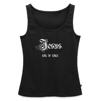 JÉSUS - Débardeur bio Premium Femme - noir - Devant - AI Model Female 172 light (172cm)