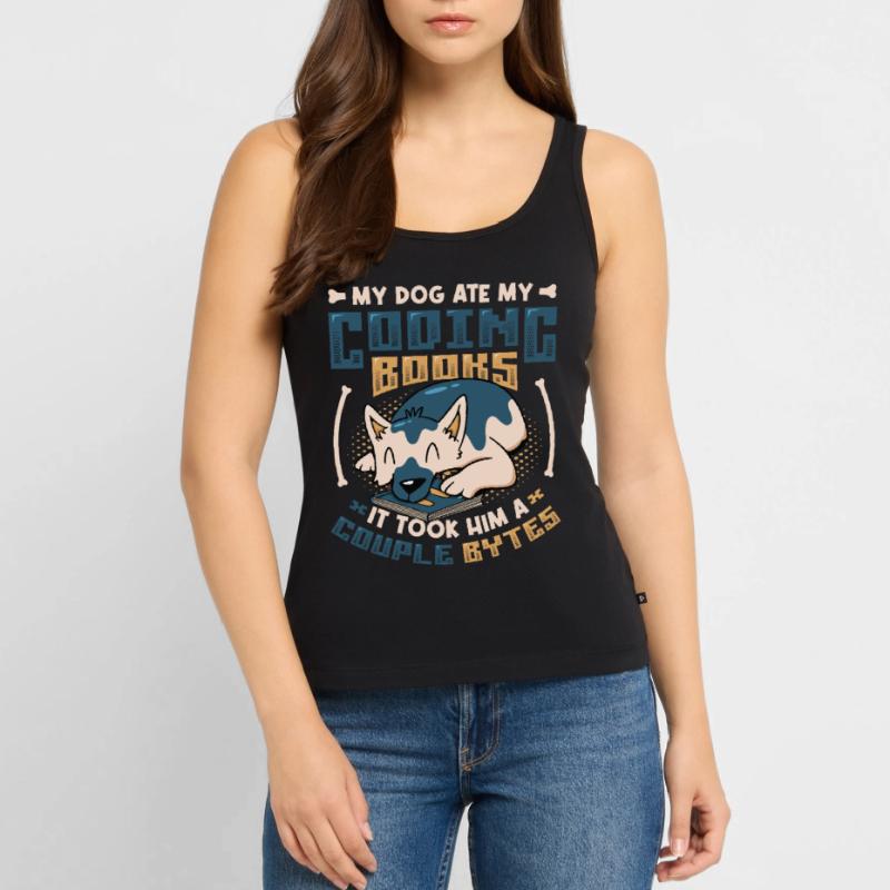 Dog Bytes Code Programmation de blagues informatiques Débardeur bio Premium Femme