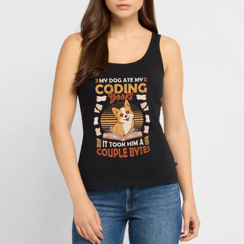 Dog Bytes Code Computer Joke Programming Women’s Premium Organic Tank top