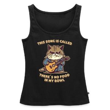 Cat Song drôle chat amoureux de la nourriture disant - Débardeur bio Premium Femme - noir - Devant - AI Model Female 172 light (172cm)