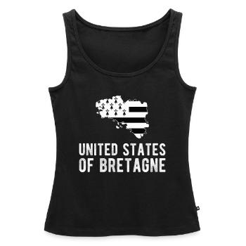 United States of Bretagne avec drapeau breton - Débardeur bio Premium Femme - noir - Devant - AI Model Female 172 light (172cm)
