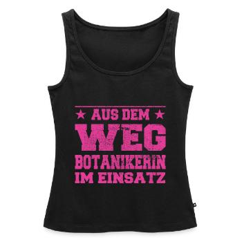 Out of the Way Botanist in Action Design - Women’s Premium Organic Tank top - black - Front - AI Model Female 172 light (172cm)