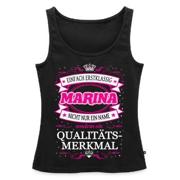 Qualitätsmerkmal Marina einfach Erstklassig - Frauen Premium Organic Tank Top - Schwarz - Vorne - AI Model Female 172 light (172cm)