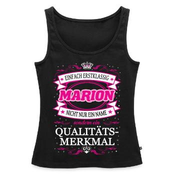 Qualitätsmerkmal Marion einfach Erstklassig - Frauen Premium Organic Tank Top - Schwarz - Vorne - AI Model Female 172 light (172cm)