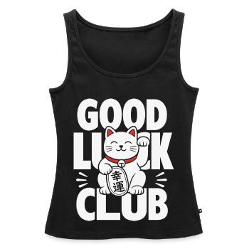 Good Luck Club Winkende Katze - Frauen Premium Organic Tank Top - Schwarz - Vorne - AI Model Female 172 light (172cm)