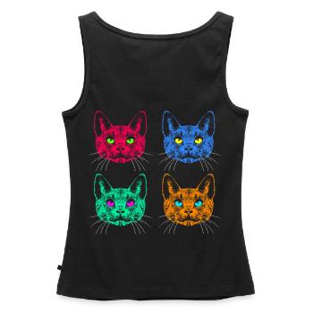 Vier Farben Katzen / Des chats comme Warhol - Débardeur bio Premium Femme - noir - Dos - AI Model Female 172 light (172cm)