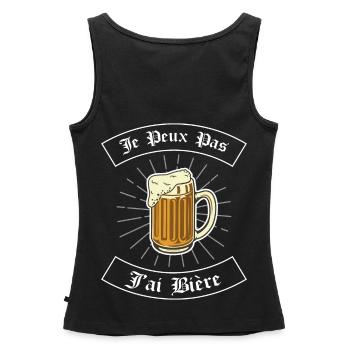 je peux pas j'ai bière | cadeau marrant bière - Débardeur bio Premium Femme - noir - Dos - AI Model Female 172 light (172cm)