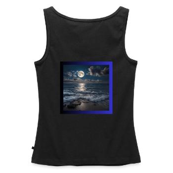 Pleine lune avec la mer - Débardeur bio Premium Femme - noir - Dos - AI Model Female 172 light (172cm)