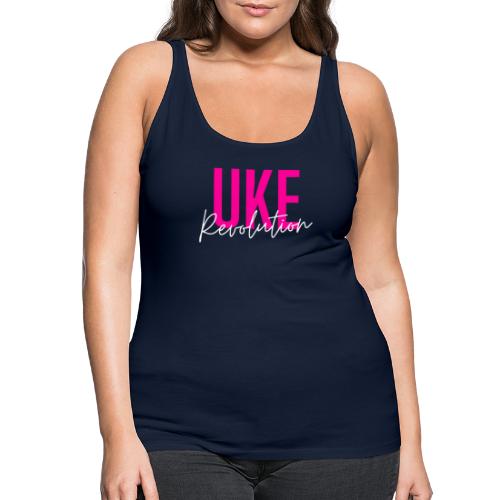Front & Back Pink Uke Revolution + Get Your Uke On - Women's Premium Tank Top