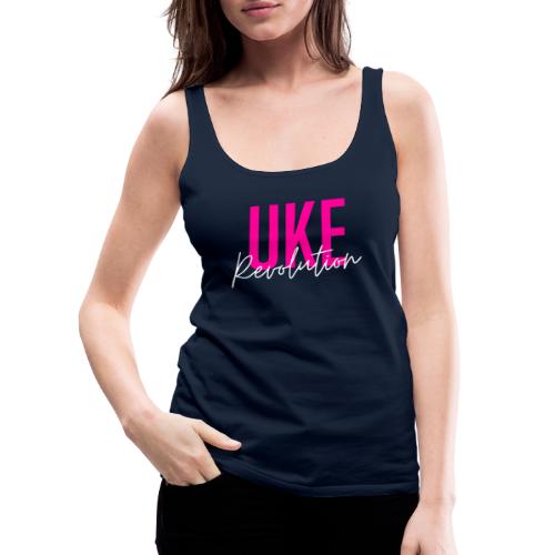 Front & Back Pink Uke Revolution + Get Your Uke On - Dame Premium tanktop