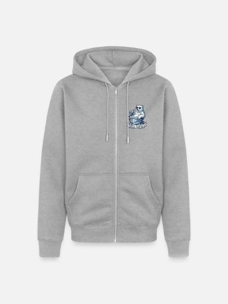 Kühl You Up Eisbär - Unisex Premium Bio Zip Hoodie - Grau meliert