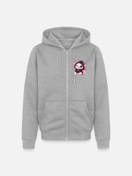 Hoodie-Lotl - Unisex Premium Bio Zip Hoodie - Grau meliert
