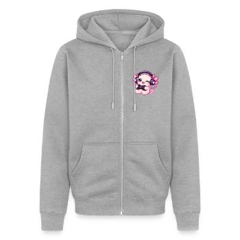 Gaming-Lotl - Unisex Premium Bio Zip Hoodie - Grau meliert - Vorne - Nico (187cm) & Julia (174cm)