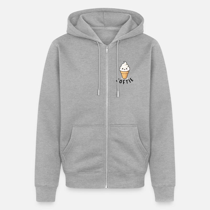 Softie Softeis Lover Eiscreme Icon Geschenk - Unisex Premium Bio Zip Hoodie - Grau meliert