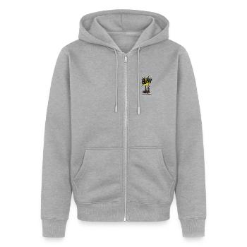 Asterix & Obelix Stickmotiv Paff - Unisex Premium Bio Zip Hoodie - Grau meliert - Vorne - Nico (187cm) & Julia (174cm)