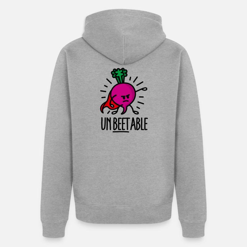 Unbeetable / unbeatable beet betterave imbattable - Veste à capuche bio Premium Unisexe - gris chiné
