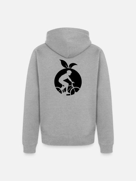 Gesundes Obst Radfahrer Orange - Unisex Premium Bio Zip Hoodie - Grau meliert