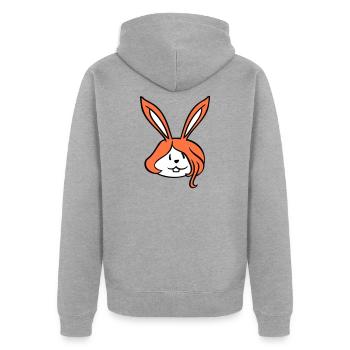 Hase Mädchen Hübsche Frau Häsin Süß lange Haare - Unisex Premium Bio Zip Hoodie - Grau meliert - Hinten - Nico (187cm)