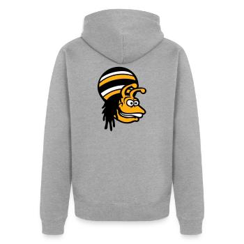 Schnecke Reggae Musik Rasta Haare Mütze Jamaika - Unisex Premium Bio Zip Hoodie - Grau meliert - Hinten - Nico (187cm)