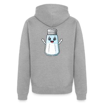 Salzstreuer Niedlich Lustig Passende Paare Valentin - Unisex Premium Bio Zip Hoodie - Grau meliert - Hinten - Nico (187cm)