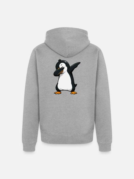 Dab-Pinguin Illustration - Unisex Premium Bio Zip Hoodie - Grau meliert