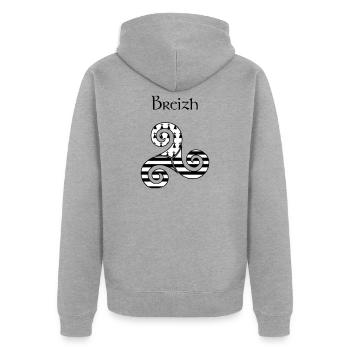 Britain - Unisex Premium Organic Zip Hoodie - heather grey - Back - Nico (187cm)