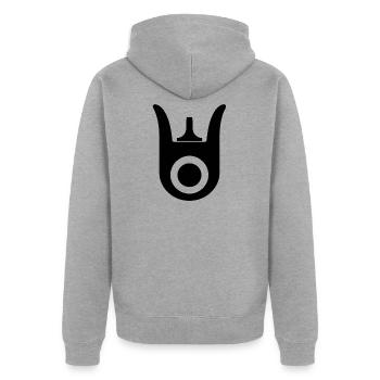 Spitz - Unisex Premium Bio Zip Hoodie - Grau meliert - Hinten - Nico (187cm)