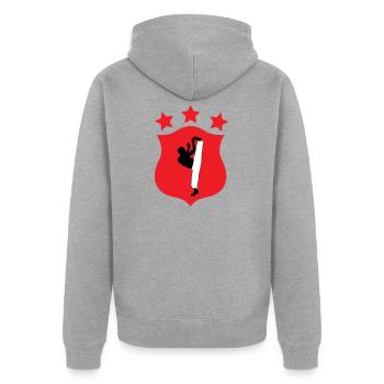 Capoeira - Combat - Danse - Veste à capuche bio Premium Unisexe - gris chiné - Dos - Nico (187cm)