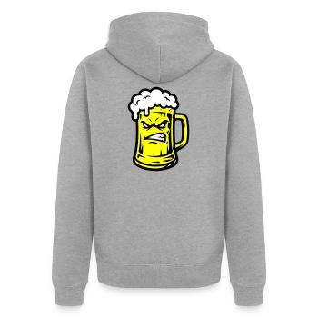 Bier Comic - Unisex Premium Bio Zip Hoodie - Grau meliert - Hinten - Nico (187cm)