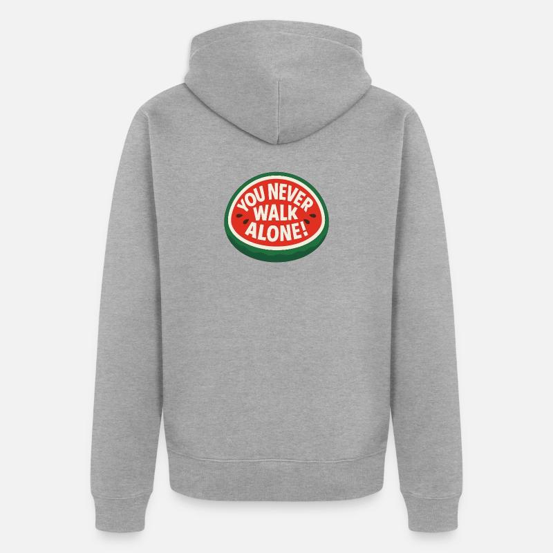 On ne marche jamais seul - Pastèque - Veste à capuche bio Premium Unisexe - gris chiné